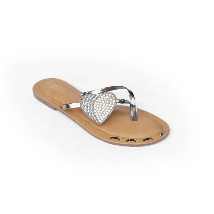 Sanlee Brand Womens Casual Flat Flipflop Slipons Sandal LCT0607 (G.Metal)