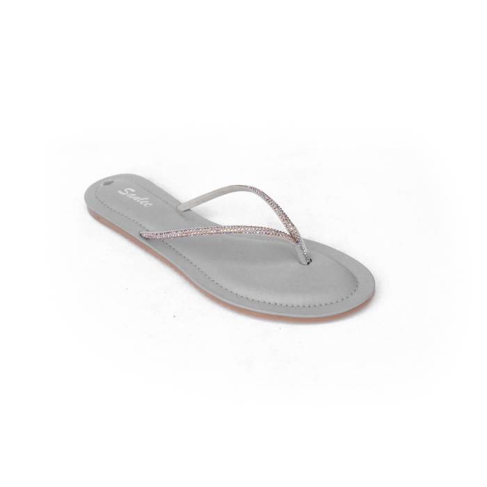 Sanlee Brand Womens Casual Flat Flipflop Slipons Sandal LCT0611 (Grey)