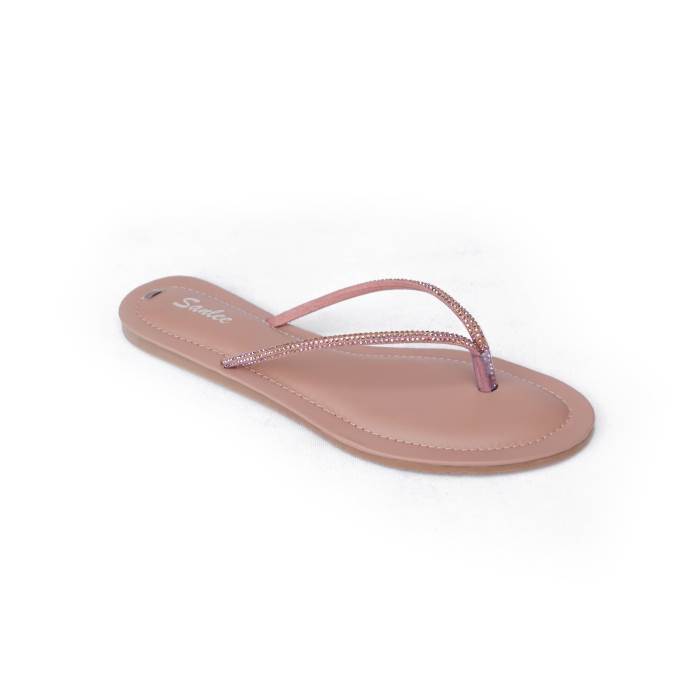 Sanlee Brand Womens Casual Flat Flipflop Slipons Sandal LCT0611 (Peach)