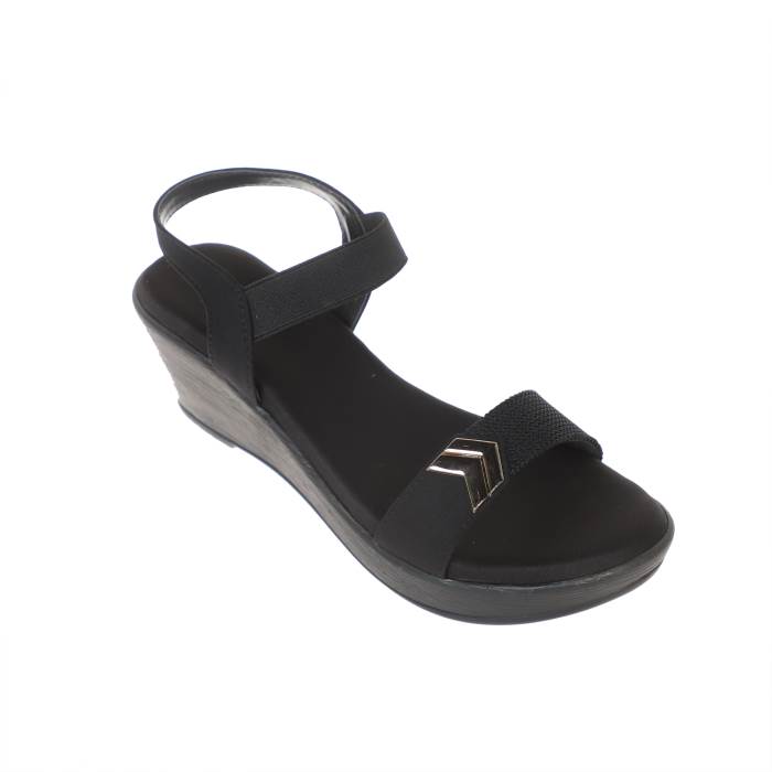 Sanlee Brand Womens Casual Block Heel Sandal LSP4077 (Black)