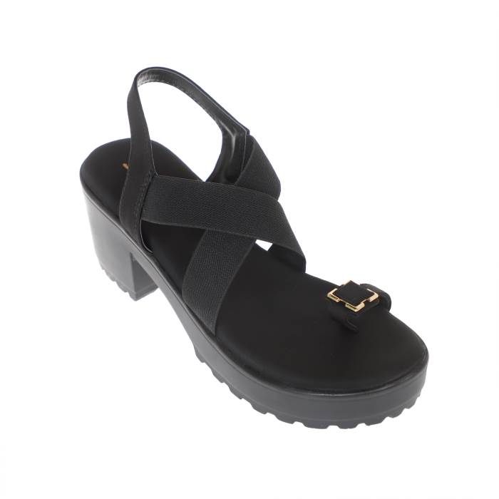 Sanlee Brand Womens Casual Block Heel Sandal LSP4127 (Black)