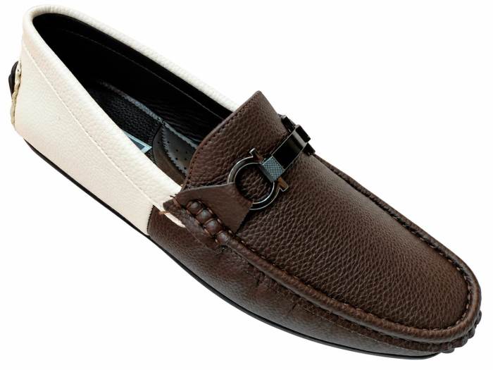 T&G Brand Mens Casual Slipons Synethic Loafers Shoes J-1082 Brn/Wht