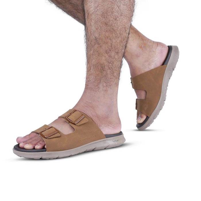 Happenstance Brand Mens Sports Casual Slipons Sandal HUNK SLIDER - Tan, 6