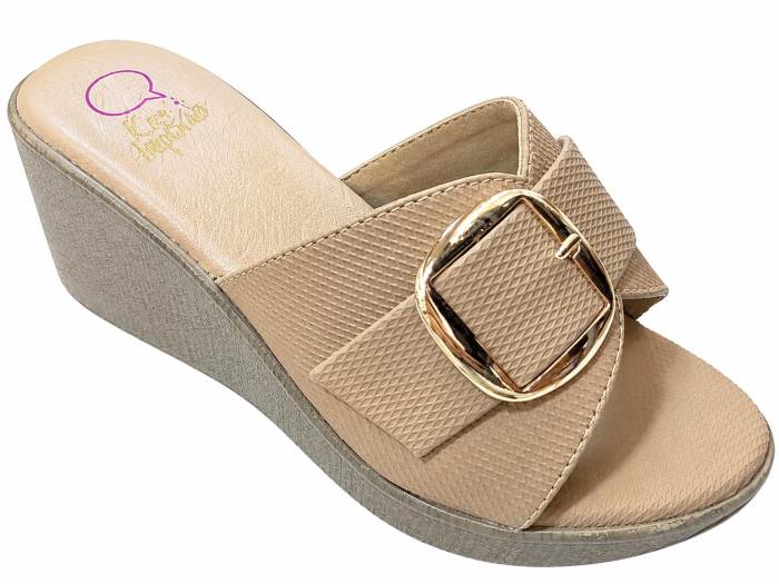 Ket Imported Brand Womens Casual Platform Heel Comfort Slipons Chappal 1284 Khaki