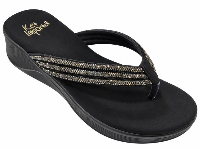 Ket Imported Brand Womens Medium Heel Partywear Ethnic Comfort Slipons Chappal 13006 Black